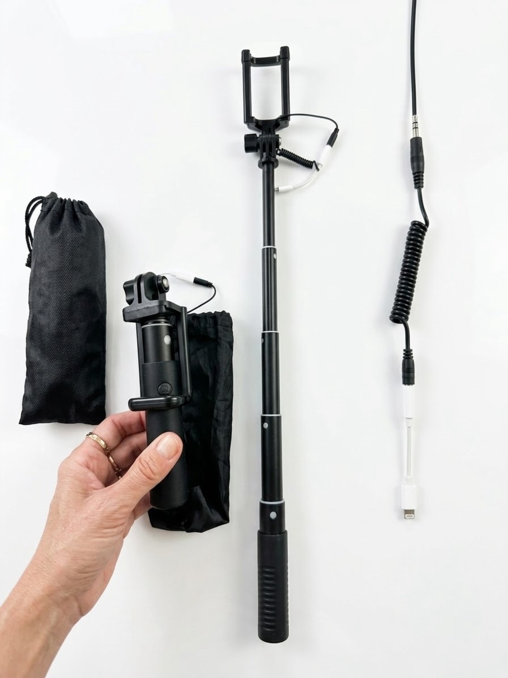 Wired Selfie Stick with iPhone accessory